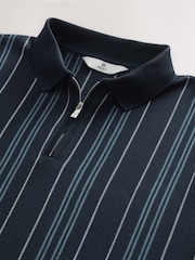 Marineblau/blau - Poloshirt mit vertikalen Streifen und Viertelreißverschluss - Bild 6 von 7
