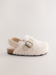 Neutral Borg Leather Clogs - Image 2 of 5