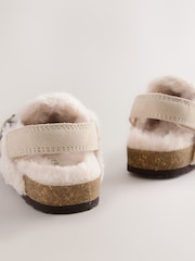 Neutral Borg Leather Clogs - Image 3 of 5