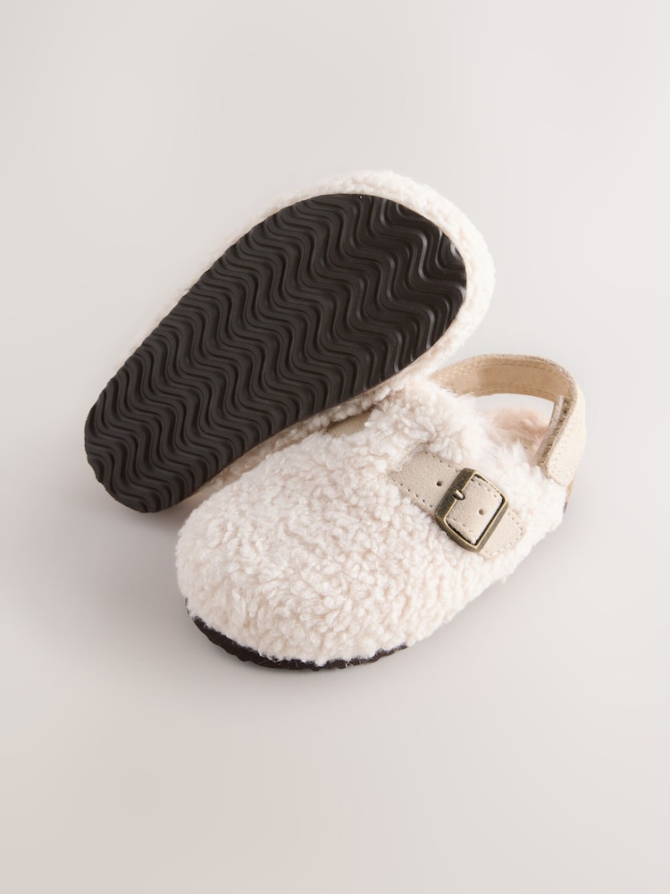 Neutral Borg Leather Clogs - Image 5 of 5