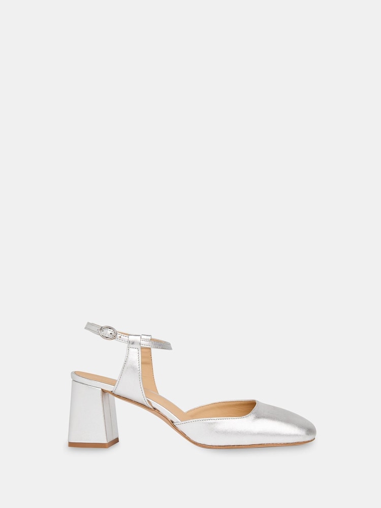 Whistles Silver Matilda Block Heel Shoes - Image 1 of 4