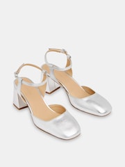 Whistles Silver Matilda Block Heel Shoes - Image 2 of 4
