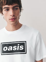 Biało-czarny - Oasis Graphic Band 100% Cotton T-Shirt - Image 1 of 7