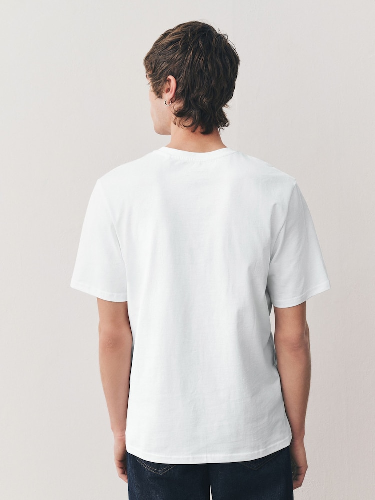 White/Black Oasis Graphic Band 100% Cotton T-Shirt - Image 4 of 7