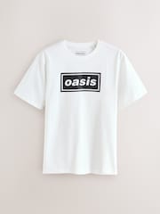 Biało-czarny - Oasis Graphic Band 100% Cotton T-Shirt - Image 5 of 7