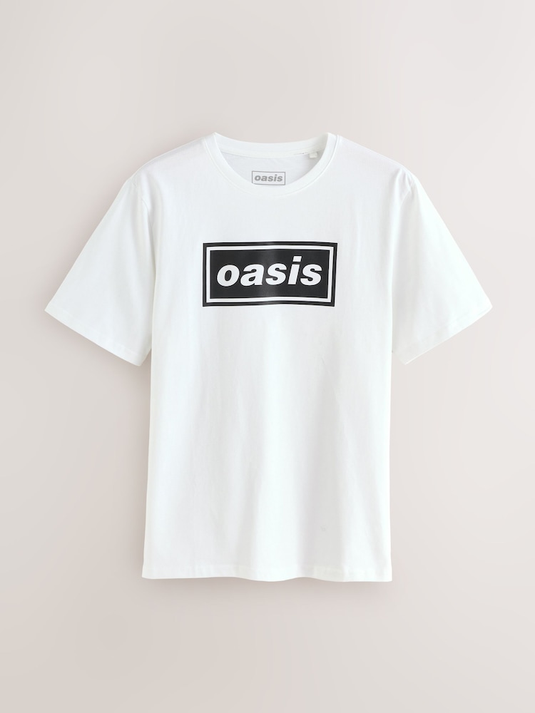 White/Black Oasis Graphic Band 100% Cotton T-Shirt - Image 5 of 7