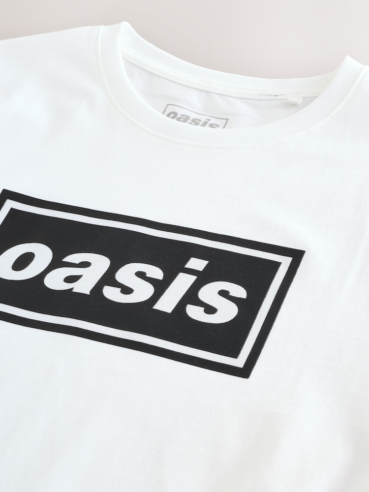 Biało-czarny - Oasis Graphic Band 100% Cotton T-Shirt - Image 7 of 7