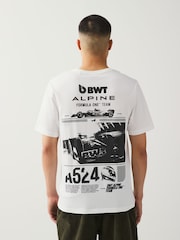 White 100% Cotton Alpine Formula 1 Licence Graphic T-Shirt - Image 4 of 7