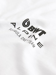 White 100% Cotton Alpine Formula 1 Licence Graphic T-Shirt - Image 6 of 7