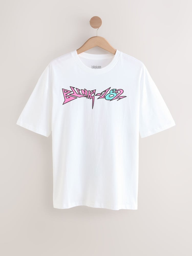 White Blink 182 - Ajustement régulier - T-shirt imprimé graphique Band - Image 6 of 9