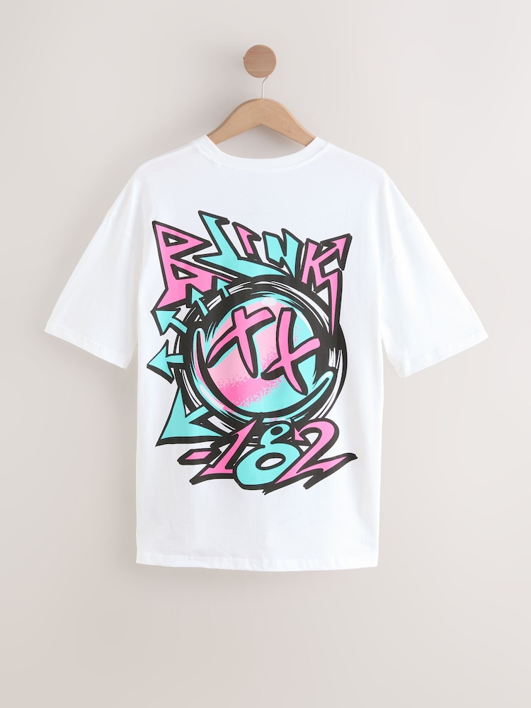 White Blink 182 - Ajustement régulier - T-shirt imprimé graphique Band - Image 7 of 9