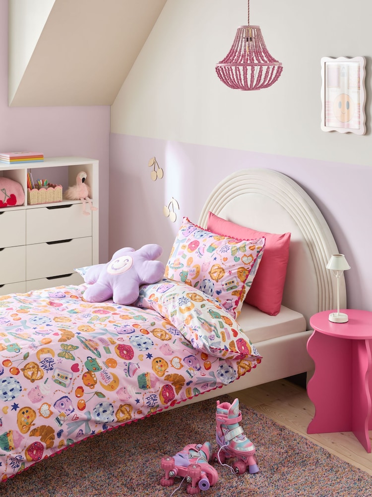 Multi Icon Reversible Duvet Cover And Pillowcase Set - Image 1 of 7