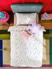 White Multi Spot Super Soft Brushed Cotton Duvet Cover and Pillowcase Set - Image 2 of 6