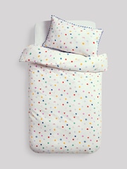 White Multi Spot Super Soft Brushed Cotton Duvet Cover and Pillowcase Set - Image 5 of 6