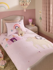 Lilac Unicorn Fairy Castle Duvet Cover and Pillowcase Set - Image 1 of 8