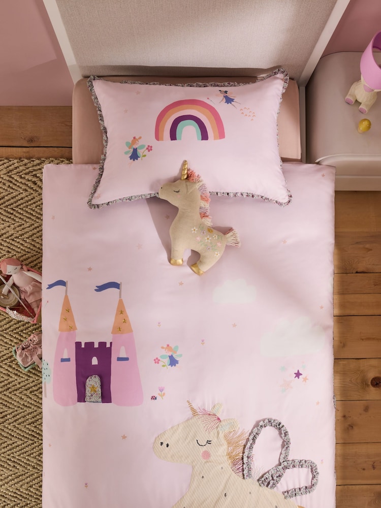 Lilac Unicorn Fairy Castle Duvet Cover and Pillowcase Set - Image 2 of 8