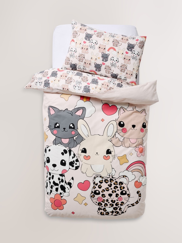 Printed Polycotton Duvet Cover and Pillowcase Bedding Set - Image 2 of 8