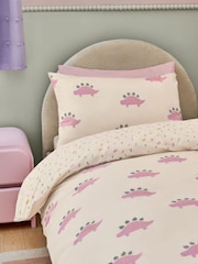 Pink Dinosaur Duvet Cover and Pillowcase Set - Image 3 of 6