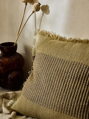 French Connection Matcha Wool Textured Fringe Cushion - Image 2 of 5