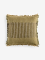 French Connection Matcha Wool Textured Fringe Cushion - Image 4 of 5