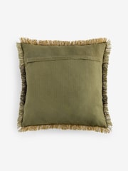 French Connection Matcha Wool Textured Fringe Cushion - Image 5 of 5