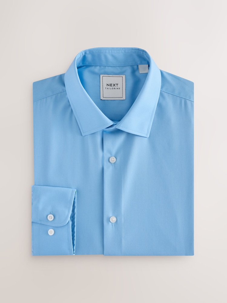 Blue Texture/Print Slim Fit Easy Care Single Cuff Oxford Smart Shirts 3 Pack - Image 3 of 6