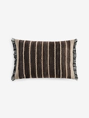 French Connection Espresso Stripe Fringe Cushion - Image 3 of 5