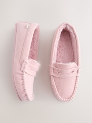 Pink Corduroy Moccasin Slippers - Image 1 of 5