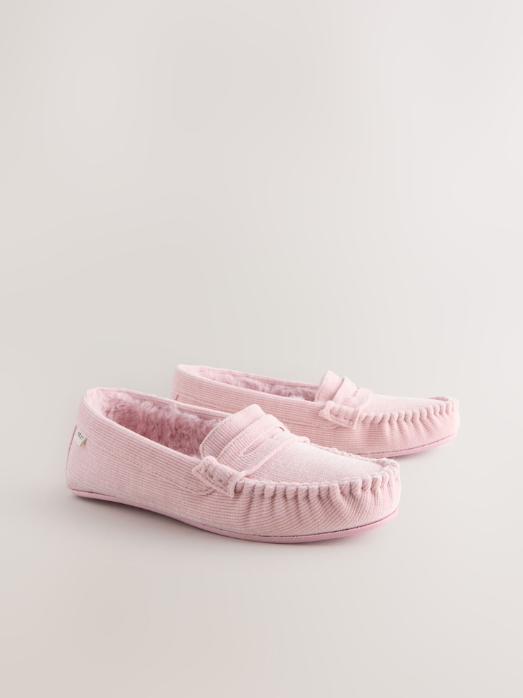 Pink Corduroy Moccasin Slippers - Image 2 of 5