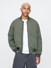 Gap Khaki Green Oversized Bomber Jacket - Image 1 of 5