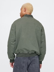 Gap Khaki Green Oversized Bomber Jacket - Image 2 of 5