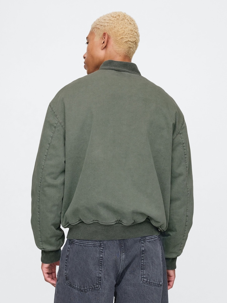 Gap Khaki Green Oversized Bomber Jacket - Image 2 of 5