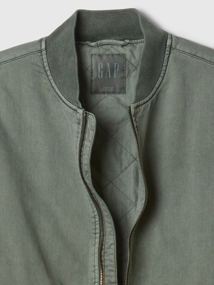 Gap Khaki Green Oversized Bomber Jacket - Image 5 of 5