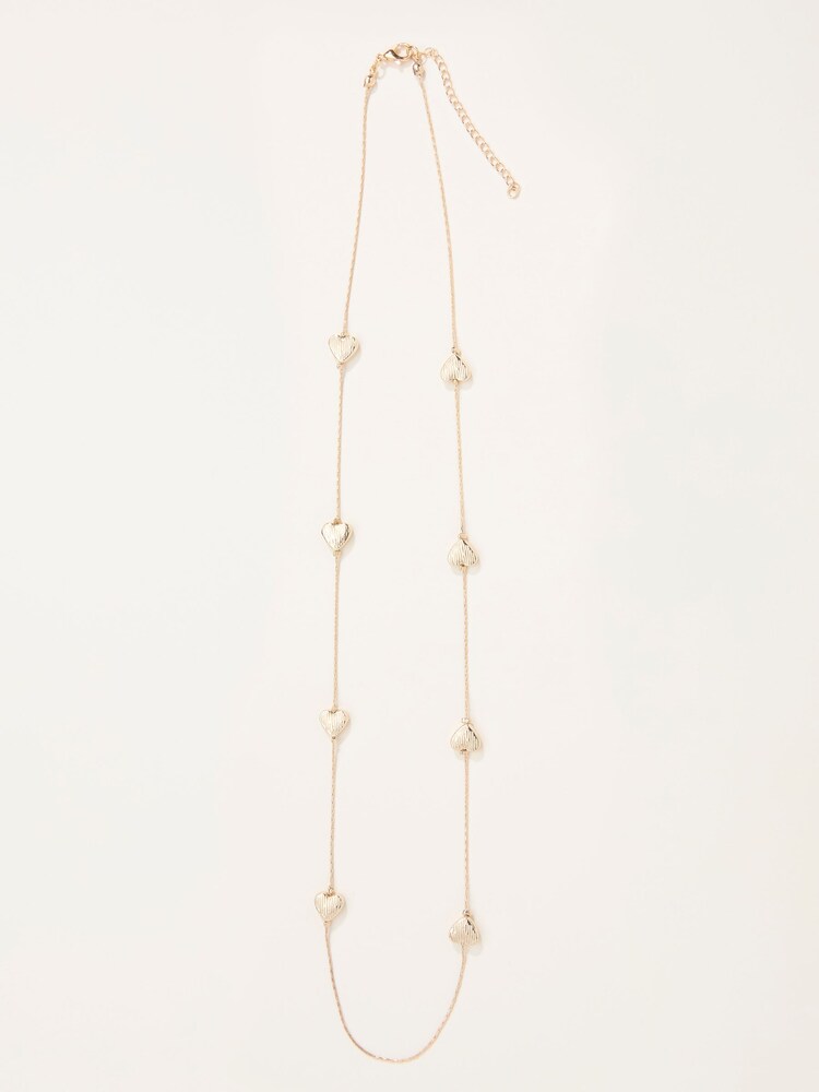 FatFace Gold Tone Heart Chain Necklace - Image 1 of 2 FatFace Gold Tone Heart Chain Necklace - Image 1 of 2