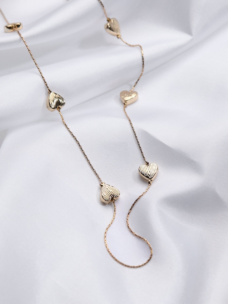 FatFace Gold Tone Heart Chain Necklace - Image 2 of 2