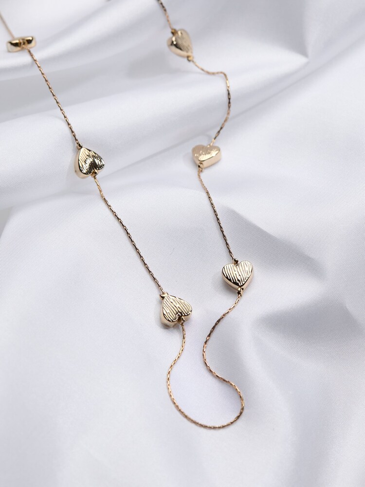 FatFace Gold Tone Heart Chain Necklace - Image 2 of 2 FatFace Gold Tone Heart Chain Necklace - Image 2 of 2