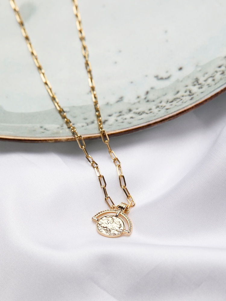 FatFace Gold Tone Disc Necklace - Image 2 of 2