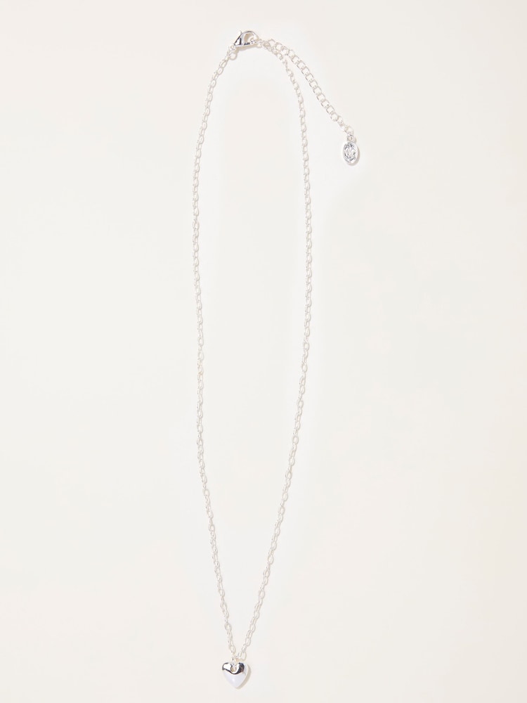 FatFace Silver Tone Heart Chain Necklace - Image 1 of 2