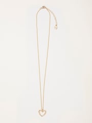 FatFace Gold Tone Hammered Heart Necklace - Image 1 of 2