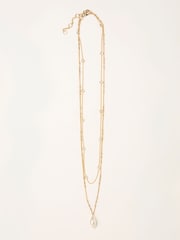 FatFace Gold Tone Pearl Layered Necklace - Image 1 of 2