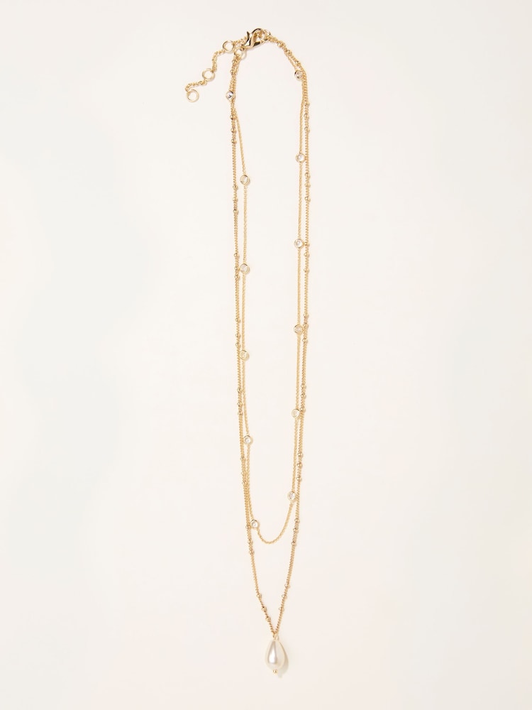 FatFace Gold Tone Pearl Layered Necklace - Image 1 of 2