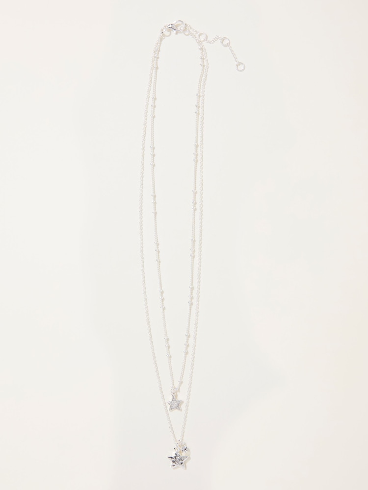 FatFace Silver Tone Star Layered Necklace - Image 1 of 2