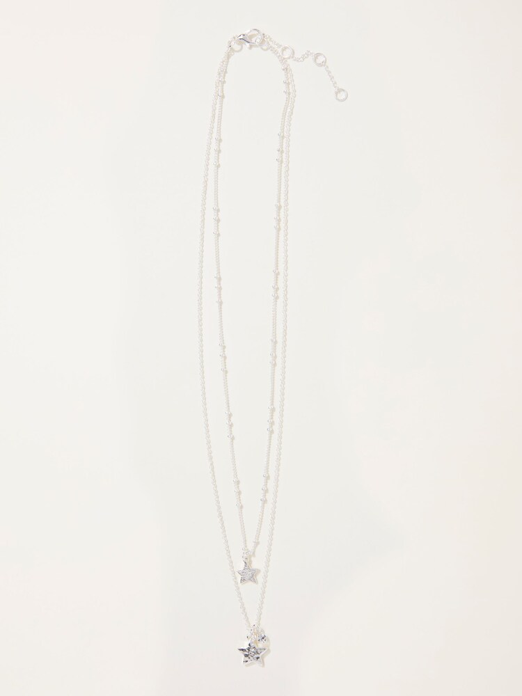 FatFace Silver Tone Star Layered Necklace - Image 1 of 2 FatFace Silver Tone Star Layered Necklace - Image 1 of 2