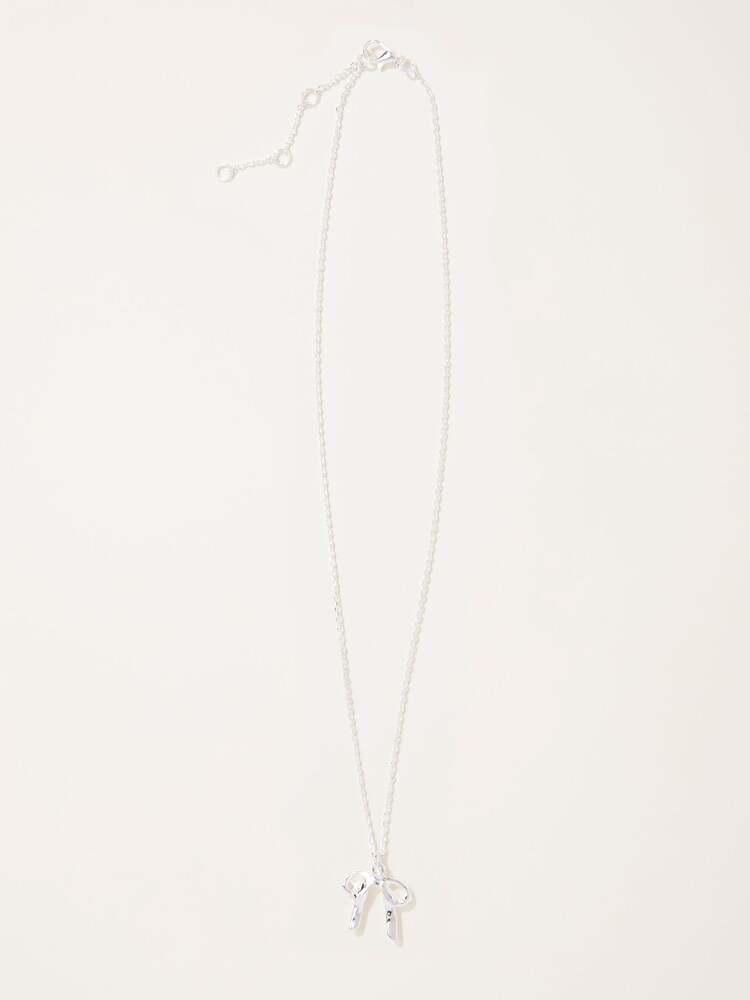 FatFace Silver Tone Large Bow Necklace - Image 1 of 2