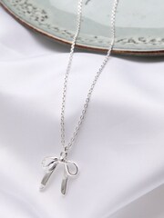 FatFace Silver Tone Large Bow Necklace - Image 2 of 2
