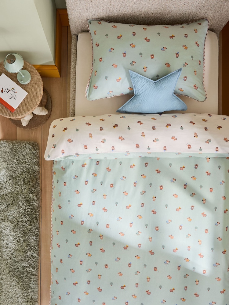 Sage Green Hamish the Cow Supersoft Brushed Cotton Duvet Cover and Pillowcase Set - Image 2 of 6