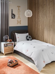 Pleated Embroidered Sports Duvet Cover and Pillowcase Set - Image 1 of 6