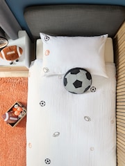 Pleated Embroidered Sports Duvet Cover and Pillowcase Set - Image 2 of 6