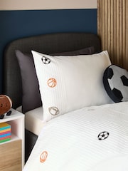 Pleated Embroidered Sports Duvet Cover and Pillowcase Set - Image 3 of 6