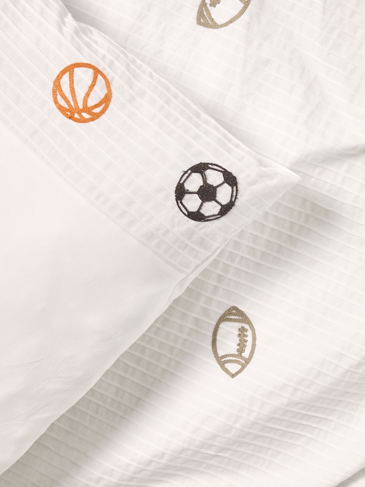 Pleated Embroidered Sports Duvet Cover and Pillowcase Set - Image 6 of 6
